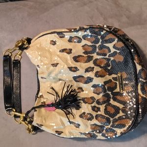 Betsey Johnson Sequin Leopard Print Hobo Bag